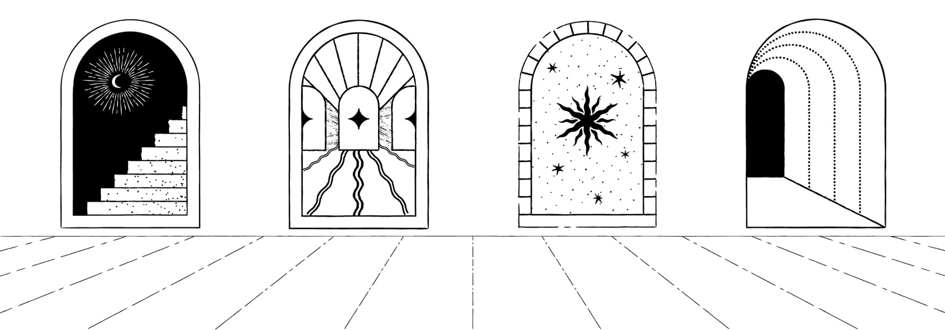 Doors with different paths and designs